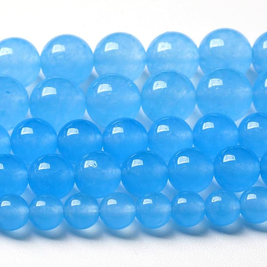 10MM Natural Stone Aquamarine Blue Chalcedony Beads Round Loose Beads by Unknown