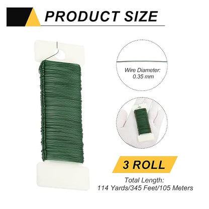 MECCANIXITY 114 Yards/345 Feet 27 Gauge Metal Floral Wire Green Flexible Paddle - Image 2