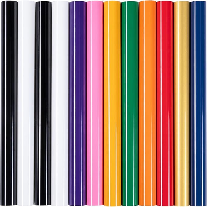 HTVRONT HTV Heat Transfer Vinyl -13 Pack HTV Vinyl Sheets, 10 Assorted Premium by HTVRONT