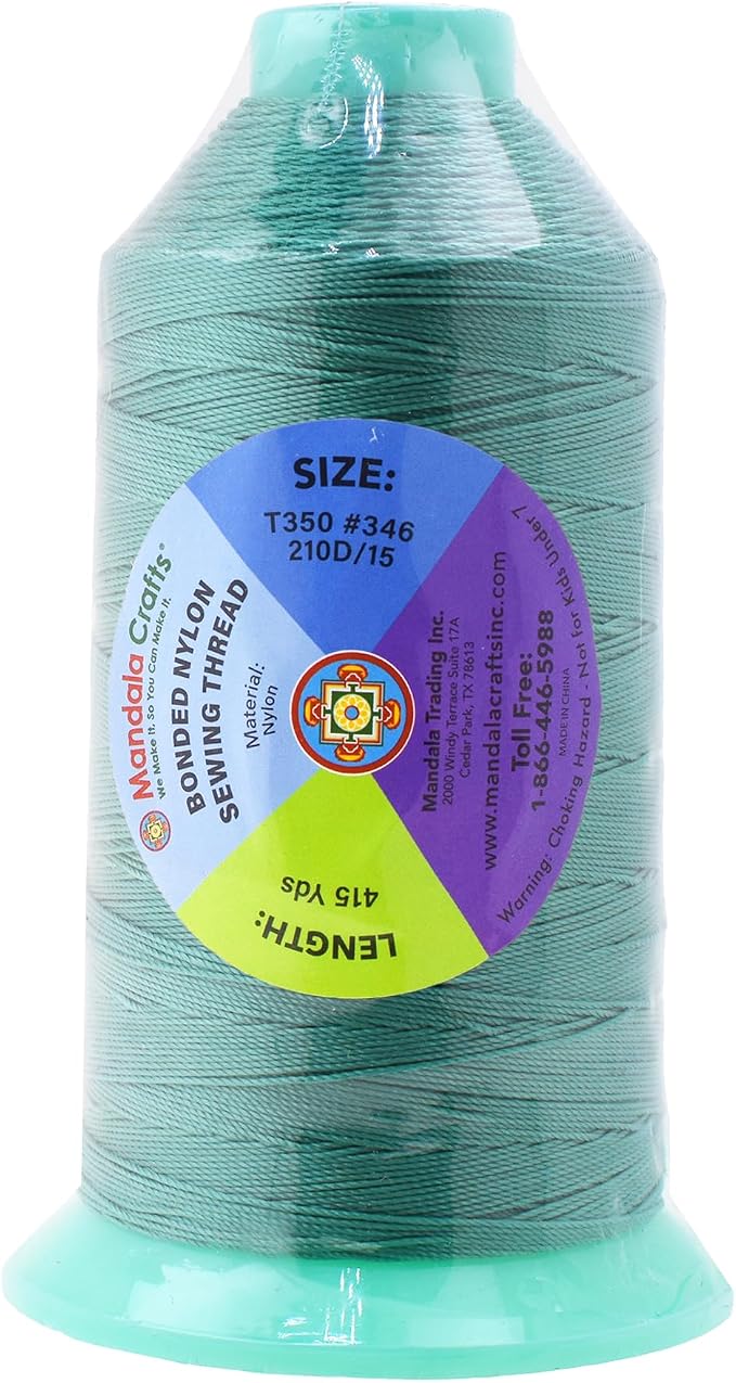 Mandala Crafts Bonded Nylon Thread Aquamarine Heavy Duty Sewing Threads - Image 3