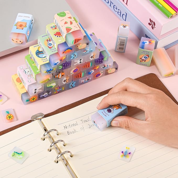 100 Pcs Cute Eraser for Kids Bulk Kawaii Erasers for Classroom Fun Erasers for - Image 6