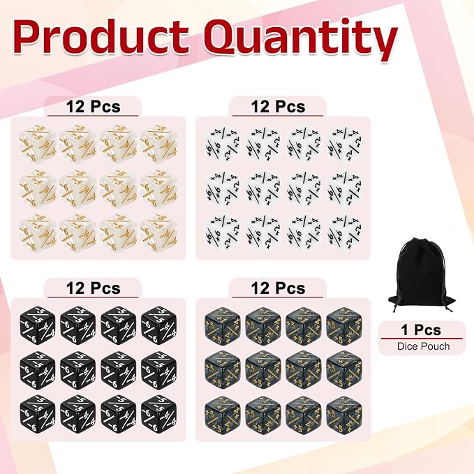 uxcell 48Pcs Magic Dice Counters, Acrylic D6 Life Token Dice Set - Image 3