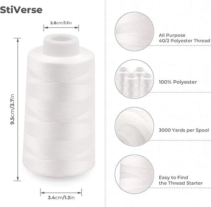 Serger Thread 4 Cones 3000 Yards Each Spool All Purpose Polyester Thread 40S/2 - Image 2