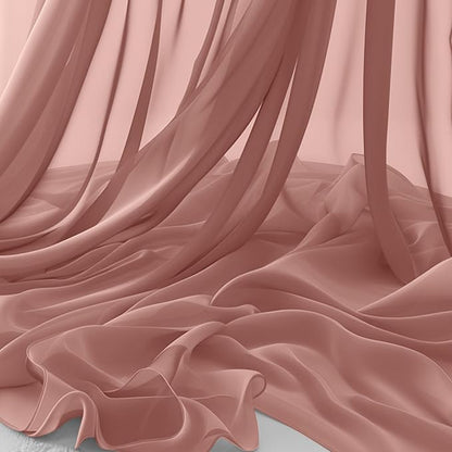 Horbaunal Dusty Rose Chiffon Fabric by The Yard, 1 Yard Continuous Sheer Fabric by Horbaunal