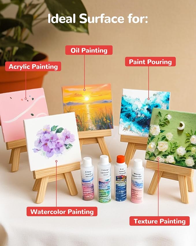 Mini Canvas Boards for Painting 20 Pack, 5x5 Inch Canvas Panels, 100% Cotton - Image 5