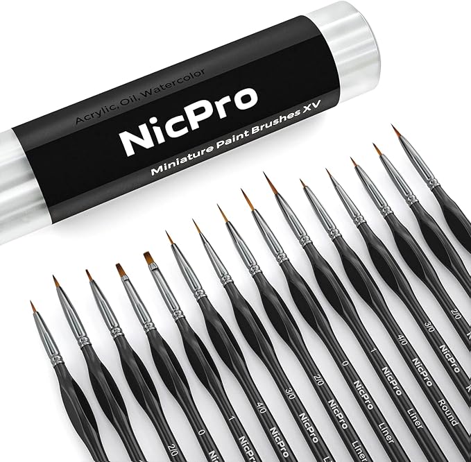 Nicpro 15 PCS Micro Fine Detail Paint Brush Set, Small Miniature Fine Tip by Nicpro
