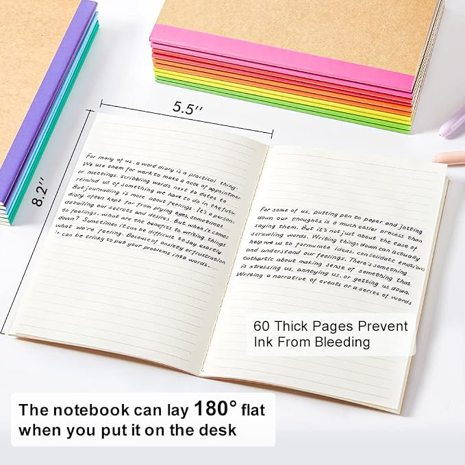 feela 48 Pack Composition Notebooks Bulk, Kraft Cover Lined Blank College Ruled - Image 2