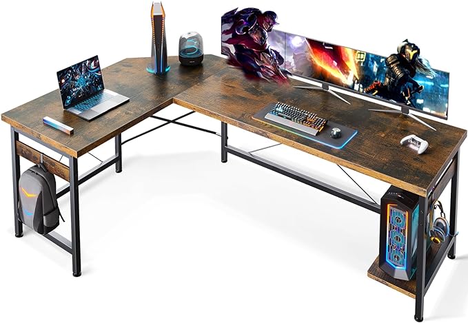 Coleshome 66" L Shaped Larger Gaming Desk, Corner Computer Desk, Sturdy Home by Coleshome