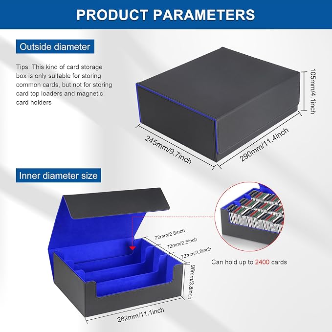 Card Storage Box for Trading Cards，2400+ Leather Magnetic Closure Commander - Image 2