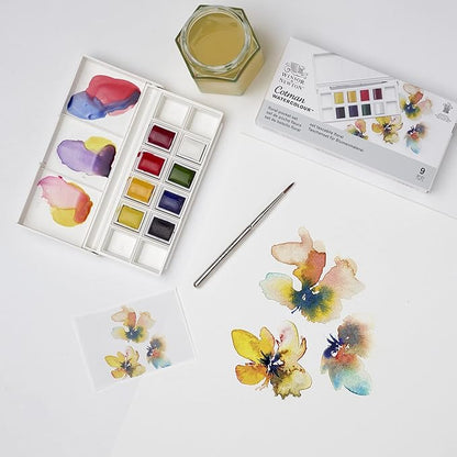 Winsor & Newton Cotman Watercolor Paint Set, 8 Half Pan, Floral Colors w/ Brush - Image 5
