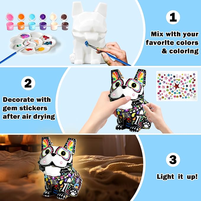 FUNZBO Paint Your Own Dog French Bulldog Lamp Kit - Image 5