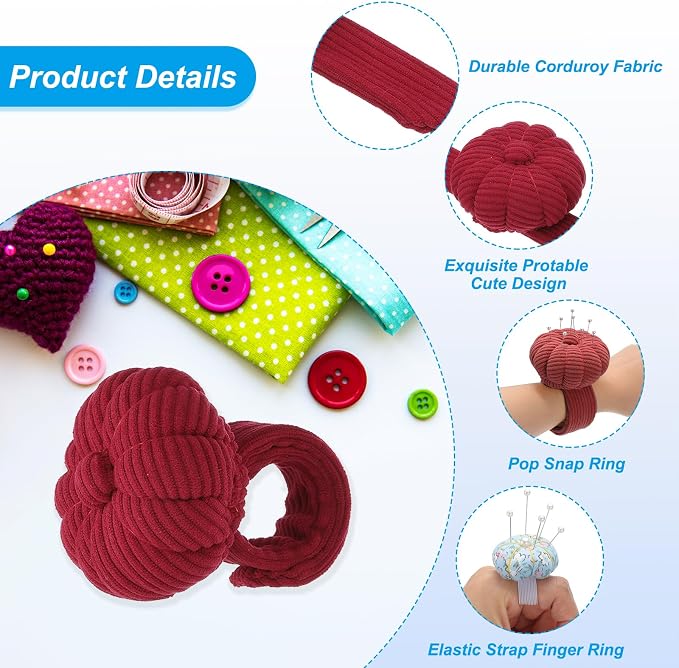 PATIKIL Wrist Pumpkin Pin Cushion, Snap Pin Cushion - Image 3