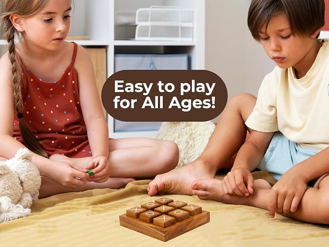 BSIRI Wooden XO Blocks Tic Tac Toe Board Games - Image 5