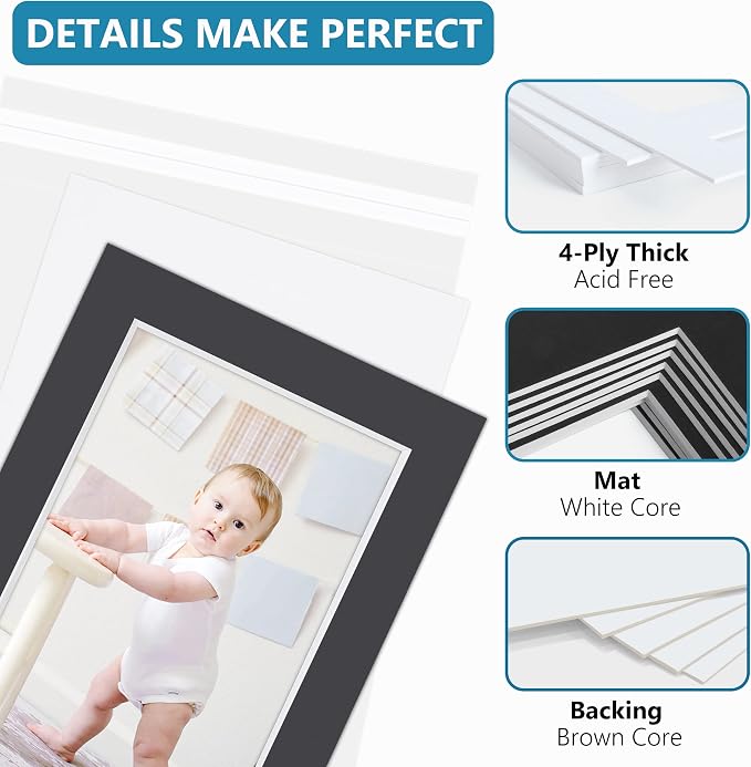 Somime 10 Pack 11x14 Black Picture Mat Kit - Image 4