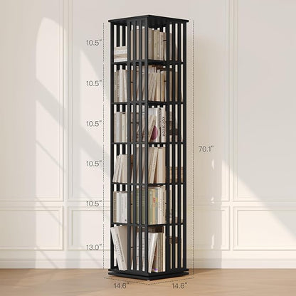 YOWOS Rotating Bookshelf Tower, 360 Display Spinning Bookcase, Bamboo Bookshelf - Image 3