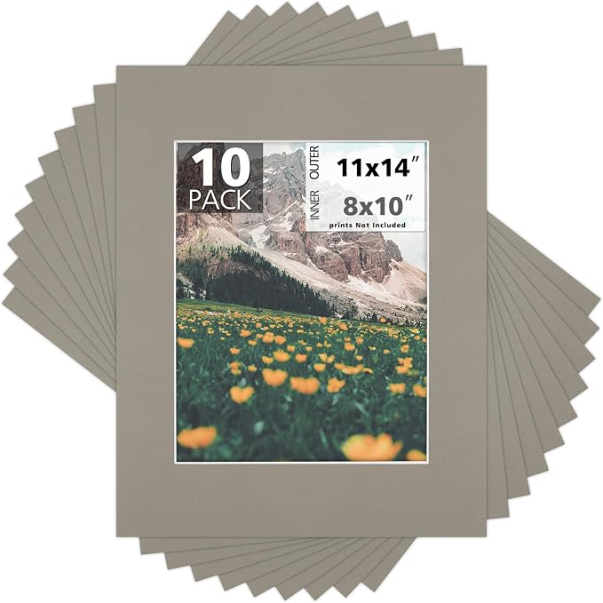 Mat Board Center, 11x14 for 8x10 Middle Gray Color Mats by MatBoardCenter