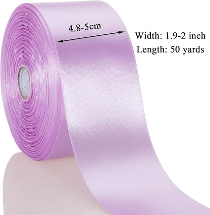 2 Inch Lilac Solid Satin Ribbon, 50 Yards Craft Fabric Ribbon - Image 3