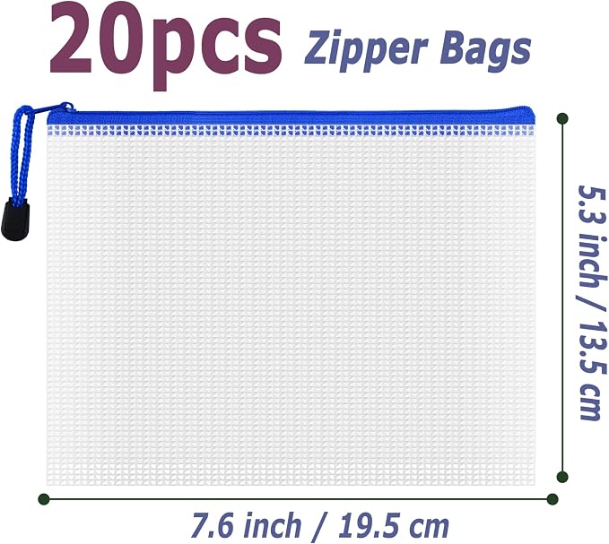 AUSTARK 20Pcs Board Games Storage Bags, PVC Mesh Zipper Pouches, Zippered File - Image 2