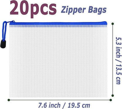 AUSTARK 20Pcs Board Games Storage Bags, PVC Mesh Zipper Pouches, Zippered File - Image 2