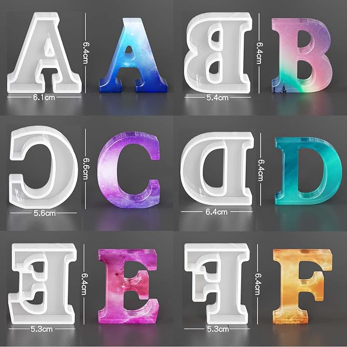 Letter Mold 2.5 inch 26 Pack Letter Mold Letter Resin Mold Alphabet Candle Mold - Image 3