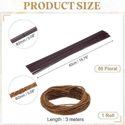 uxcell 50Pcs 2 Gauge Floral Wire, 15.75" Length Flower Stem Wires - Image 2