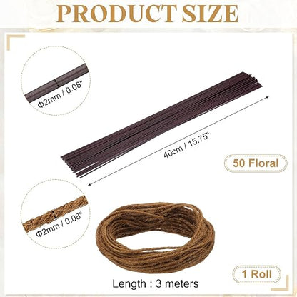 uxcell 50Pcs 2 Gauge Floral Wire, 15.75" Length Flower Stem Wires - Image 2