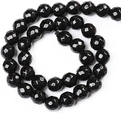 45pcs 8mm Natural Faceted Black Agate Stone Beads - Image 5