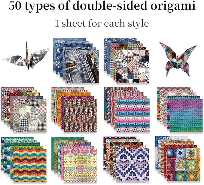 Square Origami Paper 6x6 Double Sided 50 Sheets 50 Colors 70GSM Origami Kit - Image 3