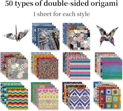 Square Origami Paper 6x6 Double Sided 50 Sheets 50 Colors 70GSM Origami Kit - Image 3