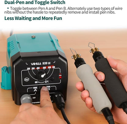 YIHUA 939 III Dual Pen Pyrography Station 2-in-1 Wood-Burning Tool - Image 2