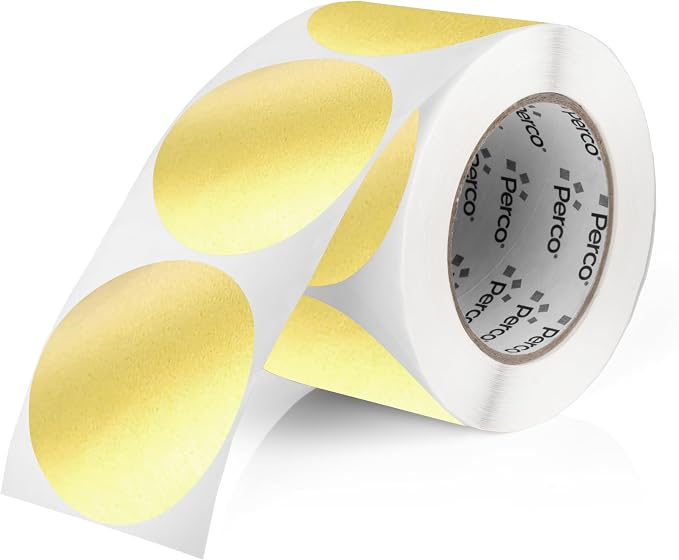 Perco Gold 3-Inch Round Circle Dot Sticker Labels by Perco