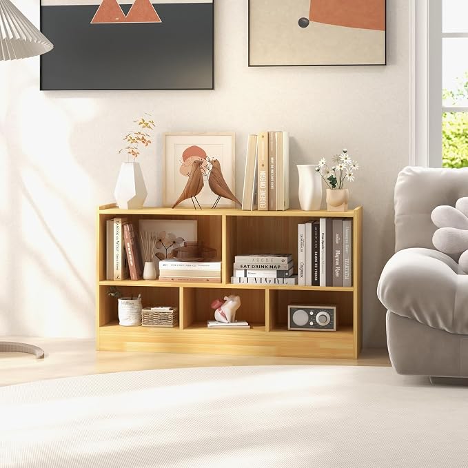 LOKO 2 Tier 5 Cube Bookcase, Open Shelf Storage Cabinet, Wooden Display Cabinet - Image 2