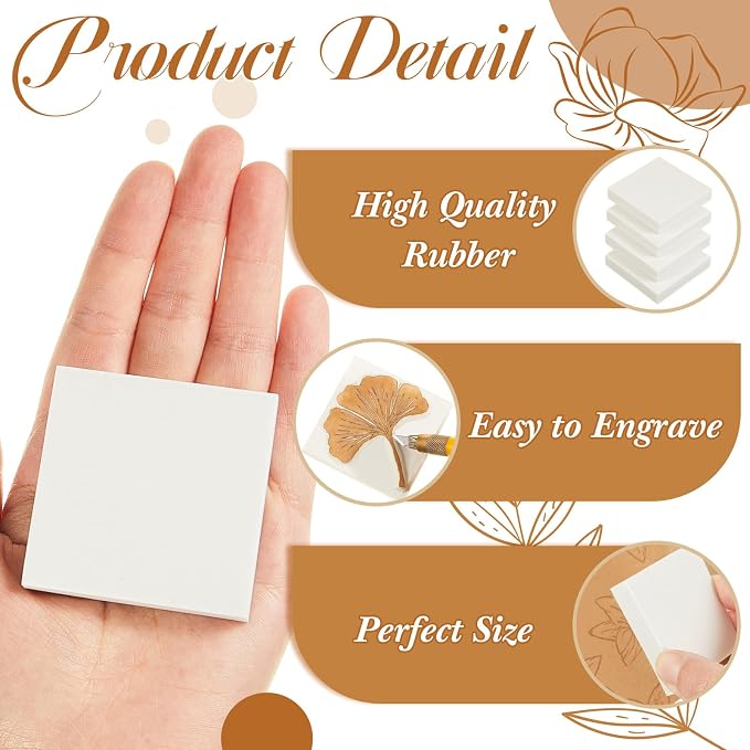 Frienda 24 Pcs 2" X 2" Rubber Carving Blocks Linoleum Blocks - Image 3