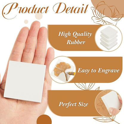 Frienda 24 Pcs 2" X 2" Rubber Carving Blocks Linoleum Blocks - Image 3