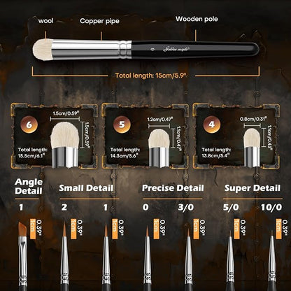 Golden Maple Miniature Paint Brushes Drybrush-10pcs Micro Detail Paint Brush Set - Image 6