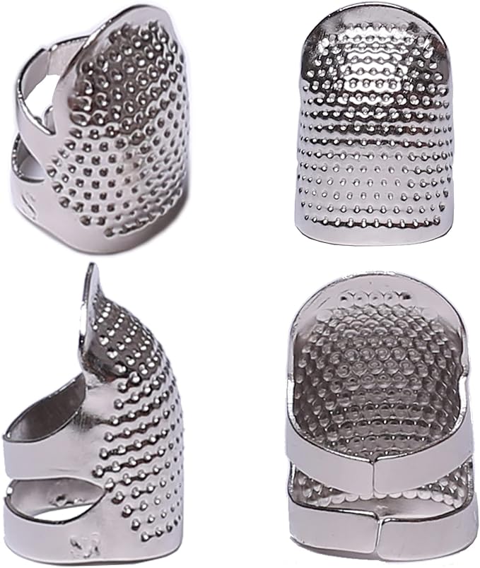 J.CARP 4Pcs Sewing Thimble, Metal Silvery Sewing Thimble Finger Protector by JCARP