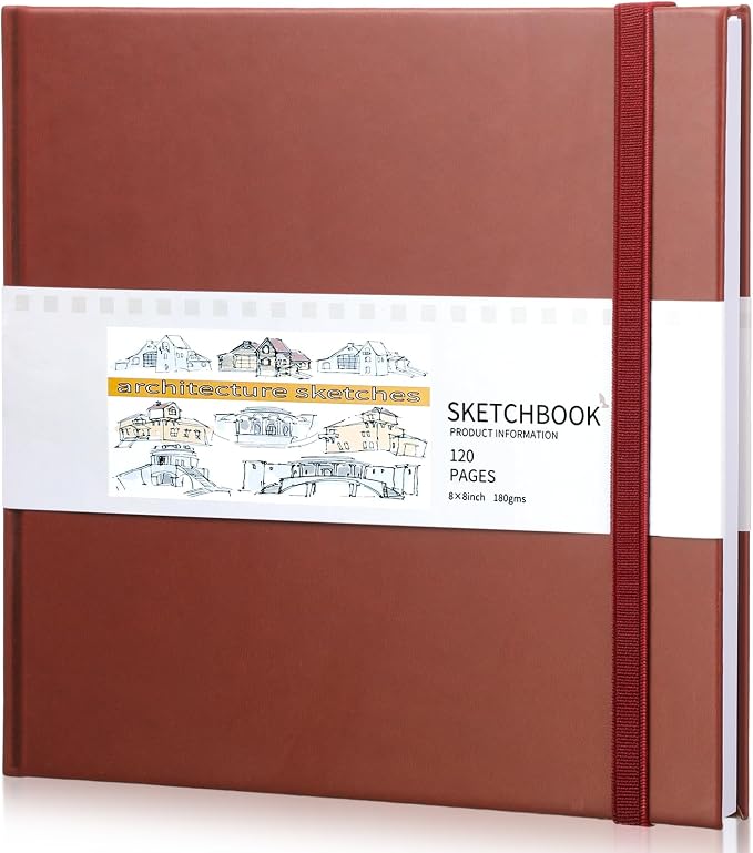 Moinchore Back to School Gifts Square Sketchbook 8 x 8 Inch Hardcover Art by Moinchore
