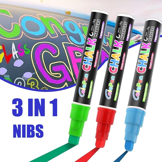 Window Chalk Markers for Cars Glass Washable, 16 Colors Jumbo Liquid Chalk - Image 2