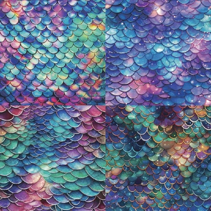 Mermaid Themed Scrapbook Paper Pad 6x6 inches, Single-Sided Scales and Seashell - Image 3