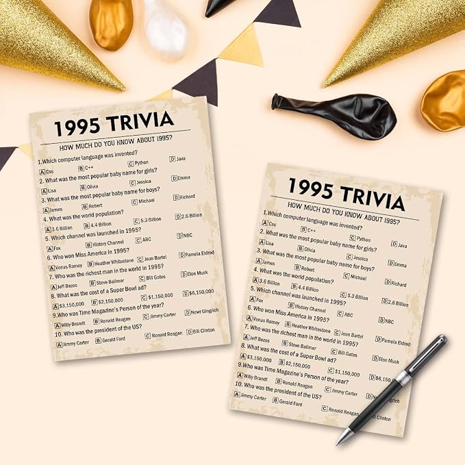 QUPT 30th Birthday Party Games, 1995 Trivia Games, Birthday Party Supplies - Image 5