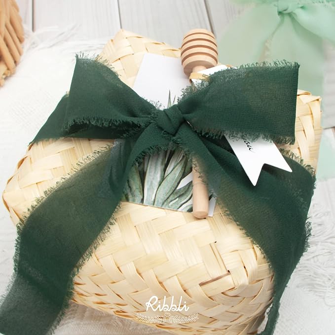 Ribbli Forest Green Chiffon Silk Ribbon, 1.5 Inch x 30 Yard - Image 5