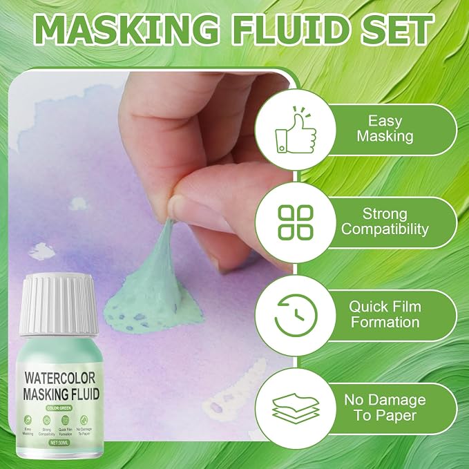 WANJAO Masking Fluid for Watercolor Painting, Liquid Masking Tape - Image 2