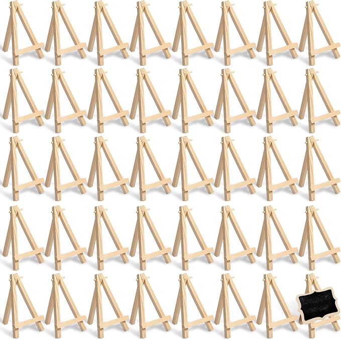40 Pack 5 Inch Mini Wood Easel Stand Mini Wood Display Easel Wooden Tripod by Yalikop