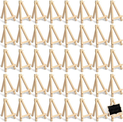 40 Pack 5 Inch Mini Wood Easel Stand Mini Wood Display Easel Wooden Tripod by Yalikop