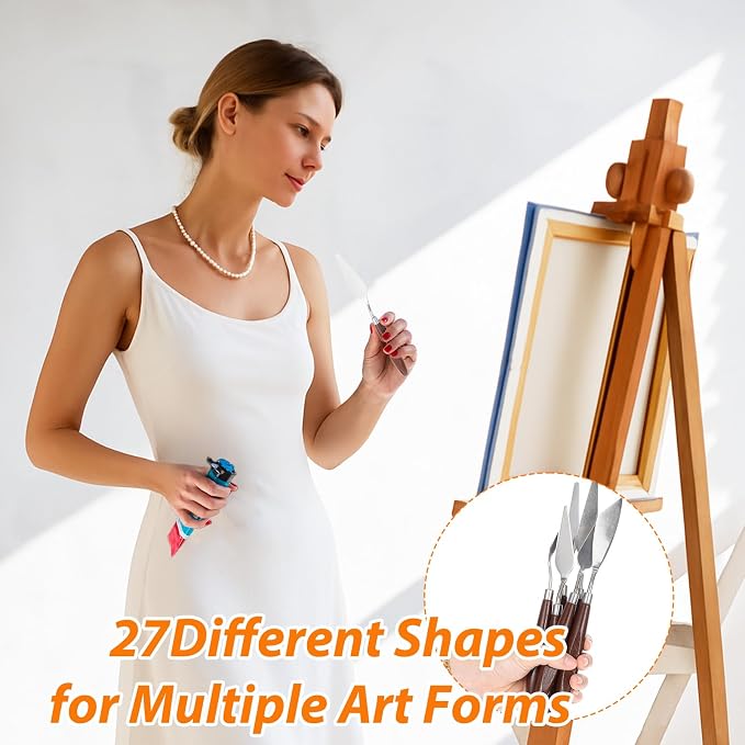 27 Piece Palette Knife Set, Stainless Steel Spatula Art Spatula Pallet Knife - Image 4