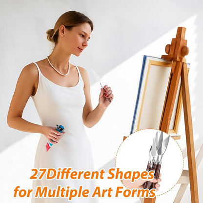 27 Piece Palette Knife Set, Stainless Steel Spatula Art Spatula Pallet Knife - Image 4
