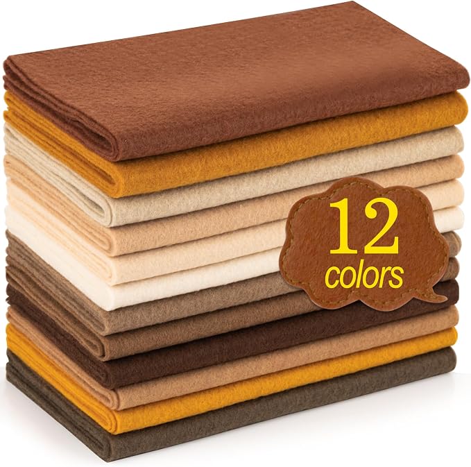 XSEINO 12 Rolls 8"x35" 1.4mm Thick Soft Felt Fabric Sheet 12 Assorted Brown by XSEINOiscreating%EF%BC%81