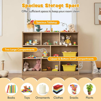 KOTEK Toy Storage Organizer, 8 Cubby Kids Bookshelf, Wooden 4-Tier Bookcase - Image 4