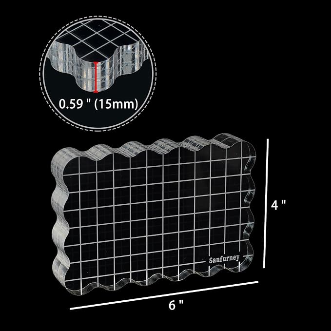 Sanfurney 1 Piece Acrylic Stamp Block, 15mm Thick - Image 2