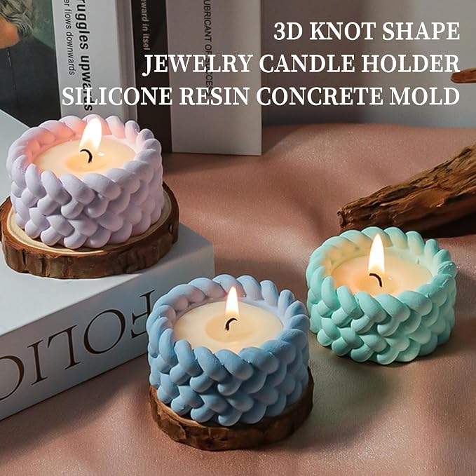 Wehous 2PCS Knot Shape Tealight Holder Mold, Unique 3D Candle Holder Silicone - Image 2